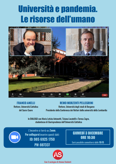 Confronto online sul tema “Università e pandemia: le risorse dell’umano”
